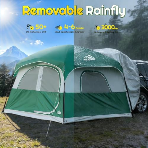 WildFinder Green SUV Tent for Camping - 6-Person Family Tailgate Shelter
