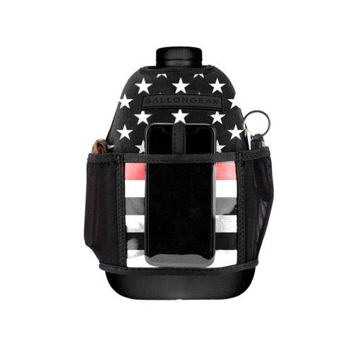 Gallon Gear 1 Gallon Fitness Hydration Cover | Neoprene Insulated Cooling & Portable Gym Water Bottle Carrier | CASE with Storage Pockets (Thin RED LINE)