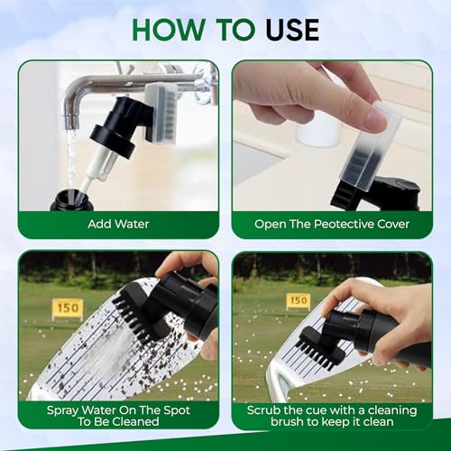 Golf Club Brush Cleaner with Water Spray Bottle & Clip - Maintains Club Grooves