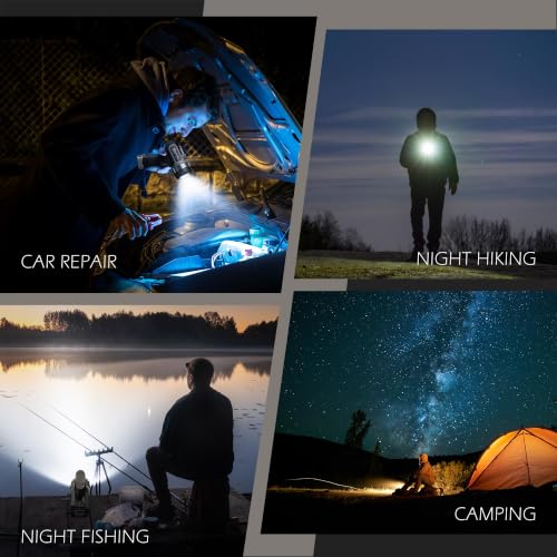 FORTO Brown Pro Handheld Spotlight with 3-Color Lens, 1400 Lumens, 2700Ft Range, Rechargeable, Focus & Light Modes