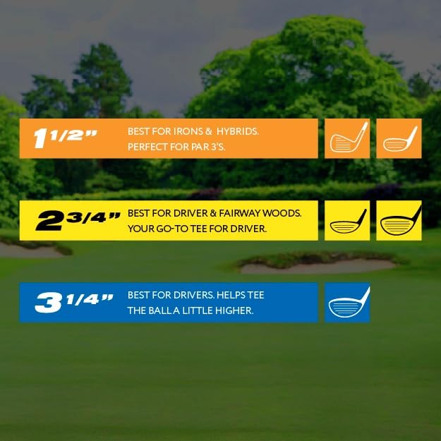 PrideSports PTS Plastic Golf Tees | Combo 50 Pack - 40 3-1/4” and 10 1-1/2” | #1 Plastic Tee on Tour | The Perfect Tee for Any Hole
