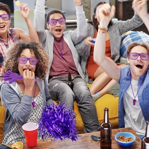 Purple Spirit Week Accessories Pack for School & Team Cheer - 148 Pieces
