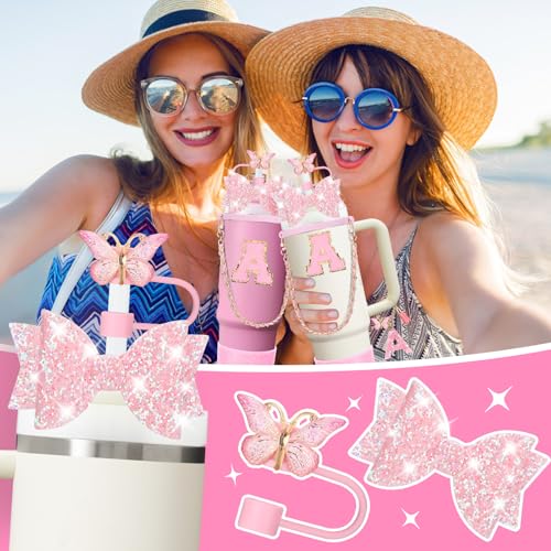 Pink Cup Accessories Set for Stanley 30oz 40oz Tumbler with Handle - 9PCS