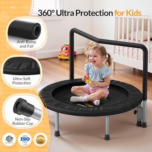 BCAN Kids 36'' Indoor Toddler Trampoline with Foam Handle - Black