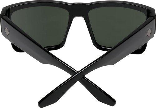 SPY OPTIC Cyrus, Square Sunglasses, Color and Contrast Enhancing Lenses, Black - Happy Gray Green Lenses