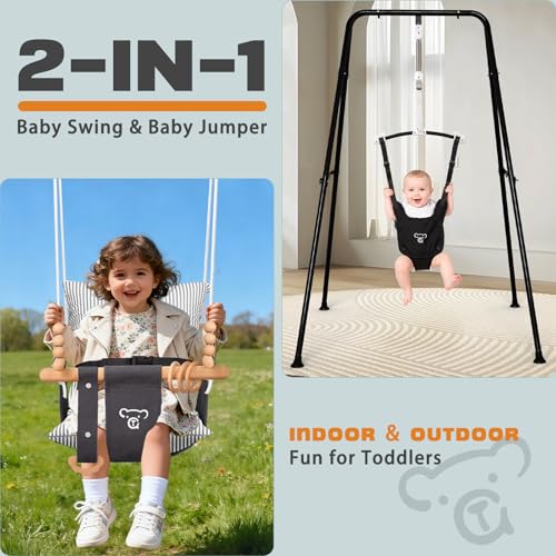 2-in-1 Baby Jumper and Swing Set - Foldable Stand for Indoor & Outdoor Use