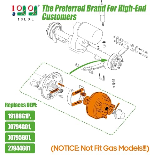 Golf Cart Brake Drum Kit for EZGO TXT Electric 1997+ Rear Brake Shoes & Spring Repair