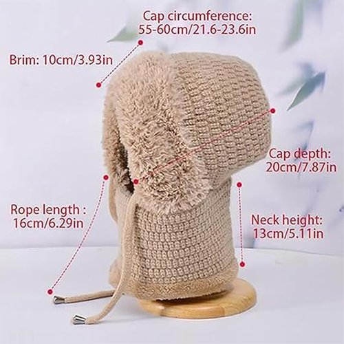 3 in 1 Beanie Hat with Scarf and Mask,Autumn and Winter Knitted Hat for Women (Grey)