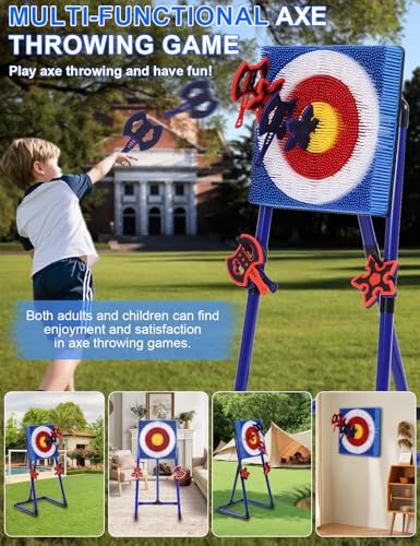 Stiatu Axe Throwing Game Set for Backyard & Indoor Play with 8 Foam Axes & Stars