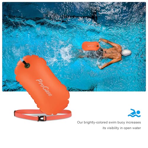 ProCase Swim Buoy Float Orange Safety Float with Adjustable Waist Belt for Open Water Swimming