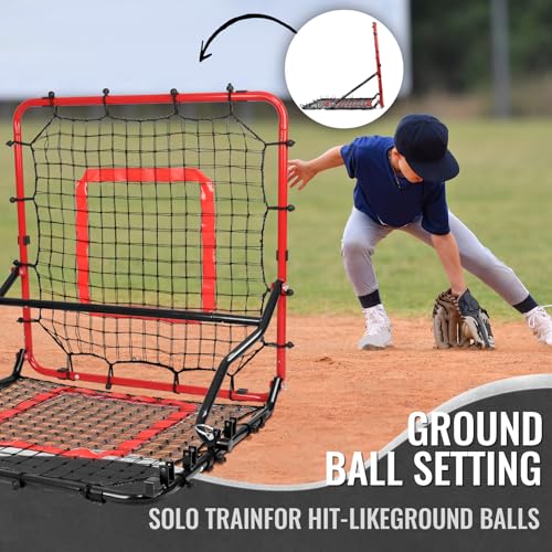 Multi-Sport Rebounder Net - Baseball, Softball, Soccer Practice with Red & Black Frame