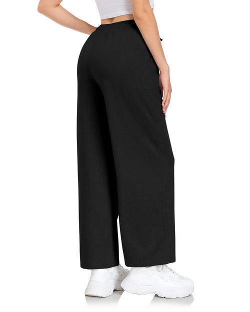 EDUWU Womens Sweatpants Loose High Waist Wide Leg Lounge Pants Fall Outfits Athletic Joggers with Pockets 2025 Black, XL