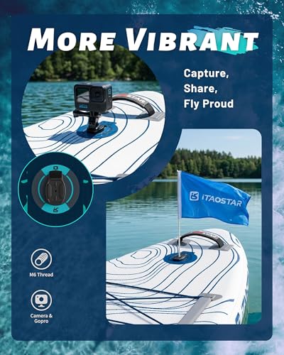 iTAOSTAR Gray Blue 12'×35/39" Inflatable Stand Up Paddle Board with Seat, Wide Stable SUP for Lakes Oceans & Family Fun