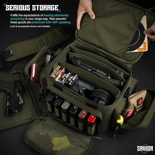 Savior Equipment Specialist Series Tactical Triple Pistol Range Duffle Bag, Olive Drab Green, 18x9x12 inch