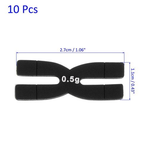 M METERXITY 10 Pack Racket Weight Balance Strips - Tennis Badminton Racquet Balance Strips Tape Bar Weighted Tapes, Apply to Racquet/Sports Training (0.5g, Black)