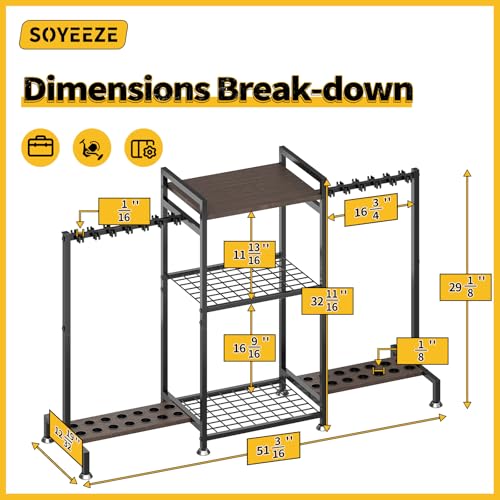 SOYEEZE Black 28-Rod Fishing Rod Holder Rack for Garage & Tackle Storage