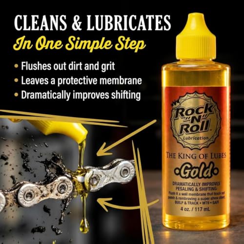 Rock N Roll Gold Bike Chain Lubricant 4oz - Pack of 12, All-Purpose Bike Lube for Mountain & Road Bikes
