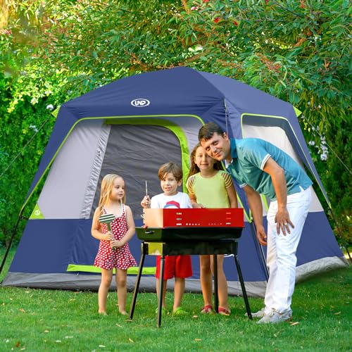 UNP Dark Blue 4-Person Camping Tent - Portable Waterproof Cabin with Easy Setup