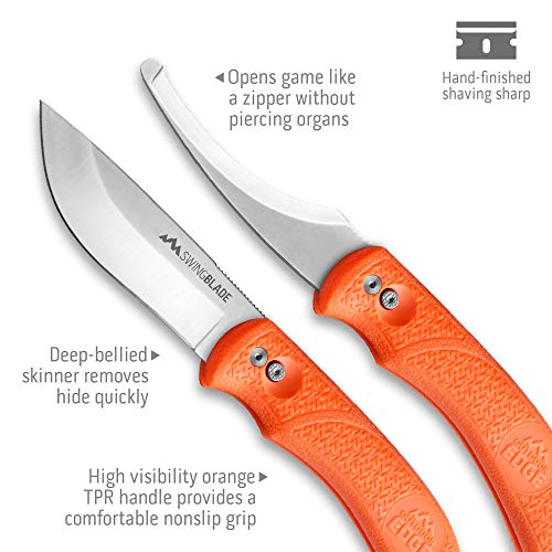 Outdoor Edge SwingBlaze Double Blade Hunting Knife with Rotating Skinning & Gutting Blades, Blaze Orange, SZ-20N