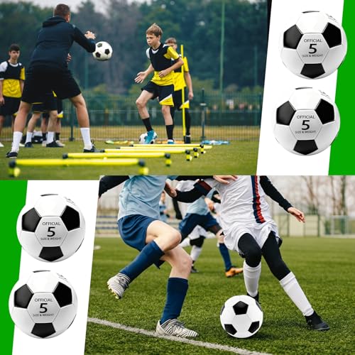 24 Pack Size 5 Soccer Balls with Pumps Bulk Set for Training & Games