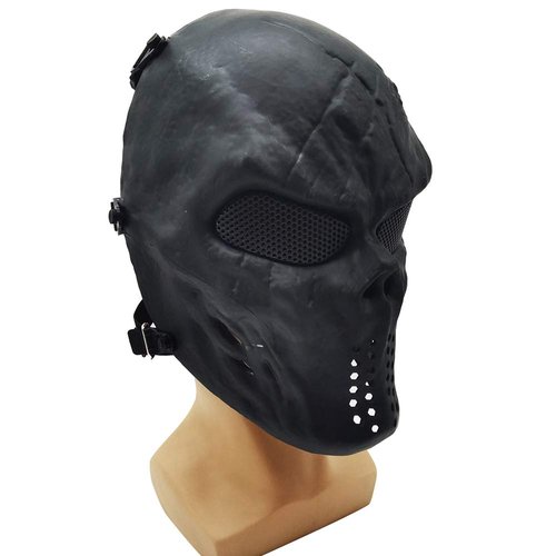 Fanjin Tactical Mask Skull Full Face Masks, Airsoft Mask, for Halloween Cosplay Party CS Survival Games Shooting (Black)
