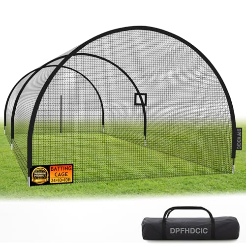 24ft Baseball Batting Cage with Net, Door & Pitching Hole for Practice