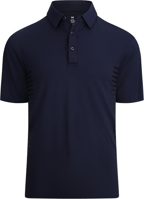Alex Vando Men's Golf Shirt - Moisture-Wicking Quick-Dry Striped Polo | Comfortable Fit