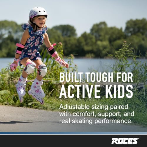 Roces Children's Compy 8.0 Inline Skates - Adjustable Girls Roller Skates, White & Violet, Model 13jr-2