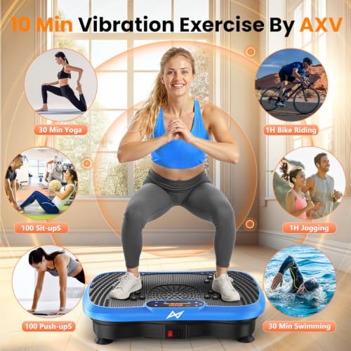 AXV Slim Blue Vibration Plate Exercise Machine for Full-Body Workout