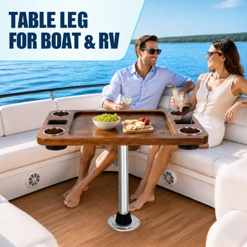 29 Inch Marine Aluminum RV & Boat Table Pedestal - Silver, Heavy-Duty Support