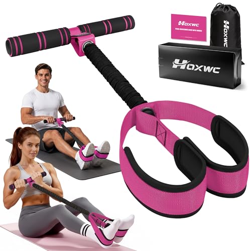 Pink Multifunction Pedal Resistance Band with Handle - 50LBS for Core & Full Body Workout