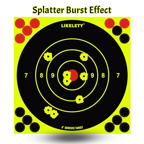 8x8 Inch Self-Adhesive Splatter Shooting Targets - Bright Fluorescent Yellow, Pack of 25