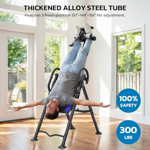 YOLEO Deep Blue Gravity Inversion Table for Back Pain Relief 2026
