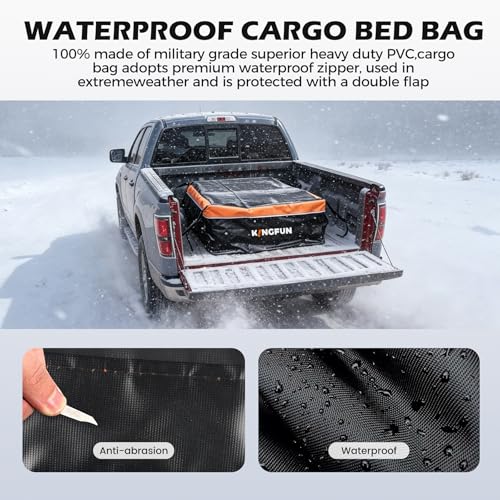 Kingfun Truck Bed Cargo Bag - Waterproof 26 Cu Ft Cargo Carrier for Pickup Truck