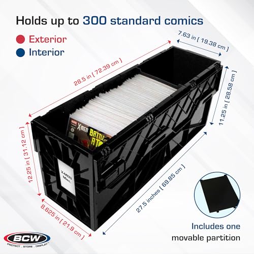 Long Comic Book Storage Bins - Holds 300 Comics Each, Stackable, Black, 1 Pack (Variation of THIS listing)