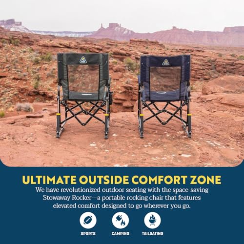 GCI Outdoor Stowaway Rocker - Hunter Topo Portable Outdoor Rocking Chair
