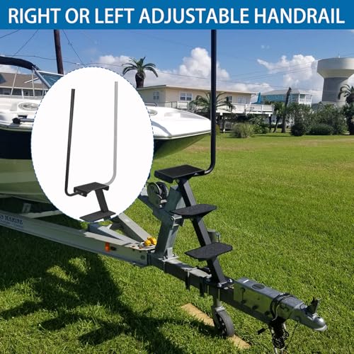 OUTPRIZE Vertical Mount 3-Step Boat Trailer Step with Handrail – Heavy Duty, Rust-Resistant