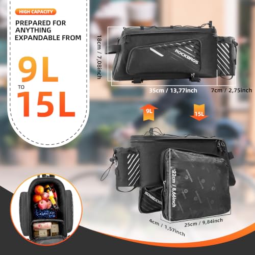 Bike Rear Rack Bag 15L with Rain Cover - Waterproof Pannier for Cycling - Variation 2