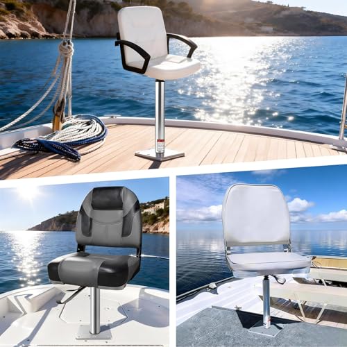 Silver 3/4 Inch Adjustable Locking Boat Seat Base - 18-24 Inch Height Range