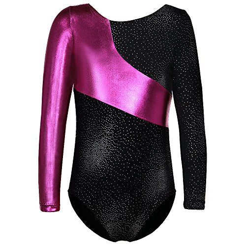 Girls Long Sleeve Gymnastics Leotard Outfit - Black, 5-6 Years