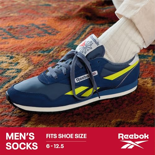 Reebok Men's Low Cut Socks 6 Pairs Black Cushioned Moisture Wicking Athletic