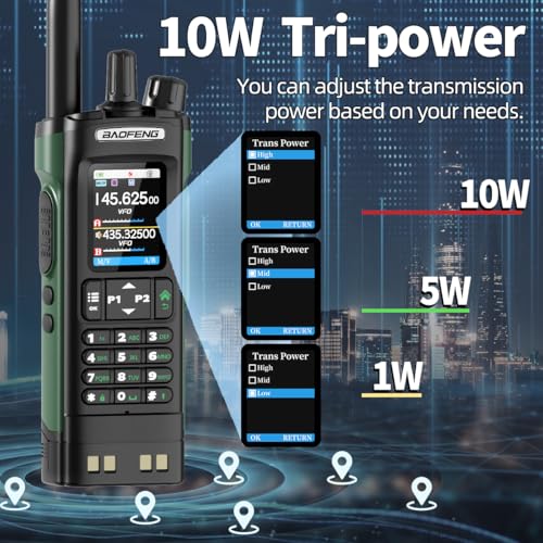 Long Range 10W Handheld Ham Radio with GPS NOAA Weather Receiver & USB-C Charging