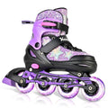 Kuxuan Adjustable Kids Inline Skates for Girls & Women - Purple Star, Large Youth 4.5-7 US