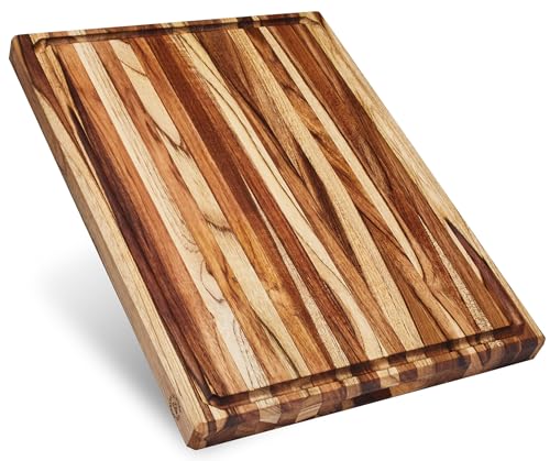 Sonder Los Angeles Bradbury Edge Grain Teak Wood Cutting Board 20x15in - Large Gourmet Kitchen Chopping Block