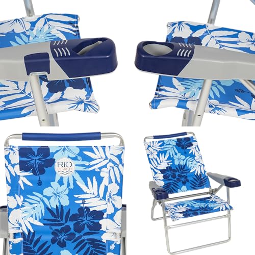 Rio Brands 4-Position Extended-Height Beach Chair Tropical Blue 2-Pack