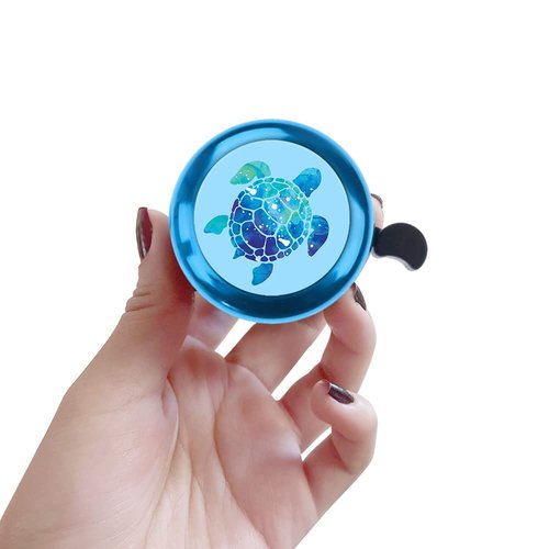 WIRESTER Blue Aluminum Round Bike Bell, Classic Ring Bicycle Bell, Bike Accessories Bell Ring for Adults Kids Girls Boys - Blue Sea Turtle