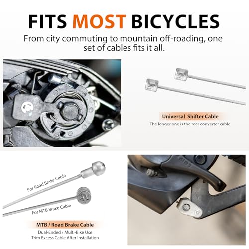 Bike Cable Kit for Brake and Shift Replacement - Universal Compatibility