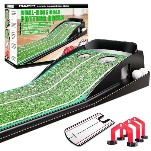 Black Indoor Golf Putting Green with 3 Gates - Practice & Improve Accuracy