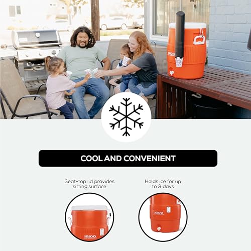 Orange 10 Gallon Insulated Beverage Cooler with Spout - Portable Water Dispenser