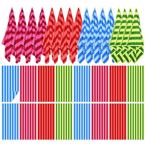 Redbaker Oversized Beach Towels Bulk Set 72x36 Inches Retro Color Vertical Stripe Microfiber Quick Dry for Women Men Adults